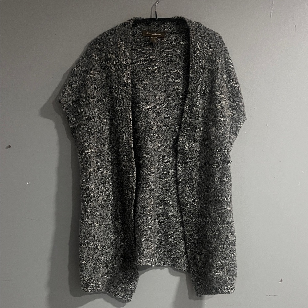 Tommy Bahama Woman’s Speckled Charcoal Open-Front Knit Cardigan